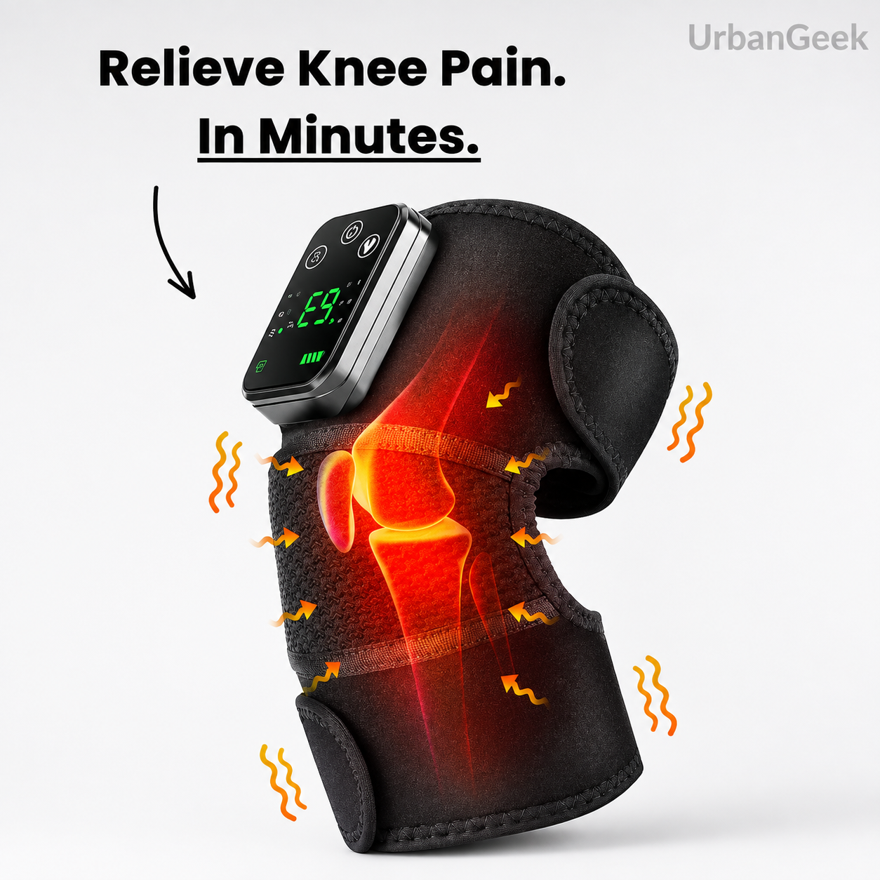 Heated Vibration Knee Massager | 5-Level Heat + 3 Massage Modes | Rechargeable Cordless