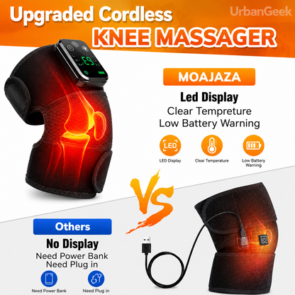 Heated Vibration Knee Massager | 5-Level Heat + 3 Massage Modes | Rechargeable Cordless