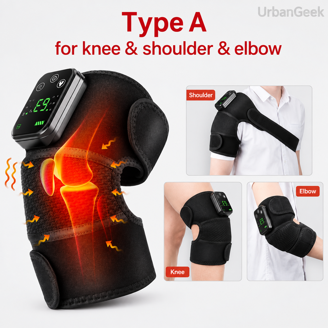 Heated Vibration Knee Massager | 5-Level Heat + 3 Massage Modes | Rechargeable Cordless