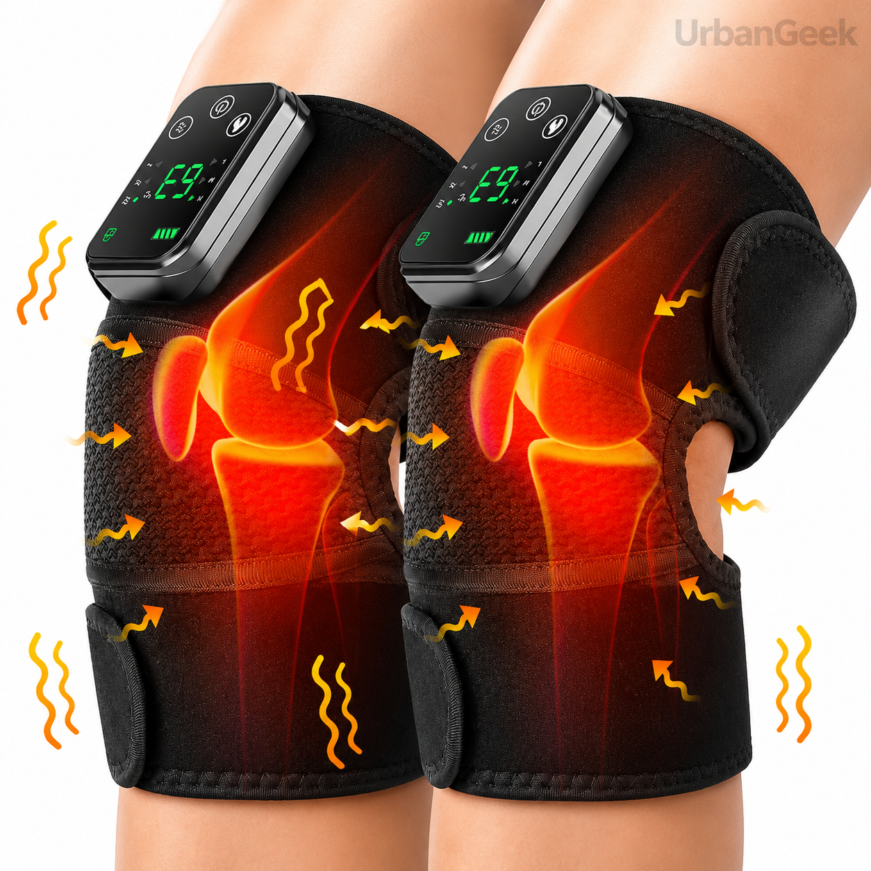 Heated Vibration Knee Massager | 5-Level Heat + 3 Massage Modes | Rechargeable Cordless