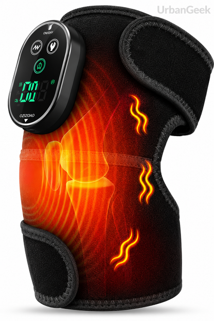 Heated Vibration Knee Massager | 5-Level Heat + 3 Massage Modes | Rechargeable Cordless