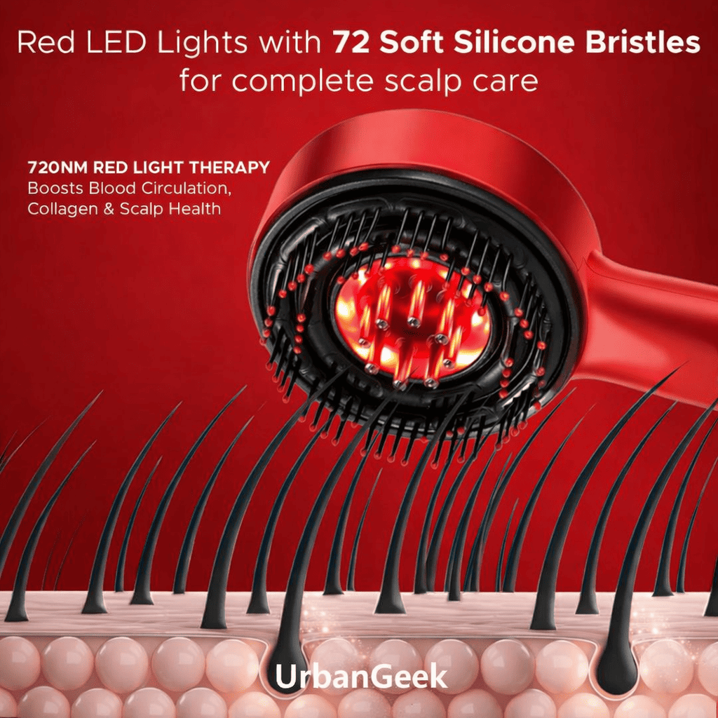 UrbanGeek 3-in-1 Red Light Therapy Scalp Massager Relaxing Scalp Care Device | 6-Month Warranty