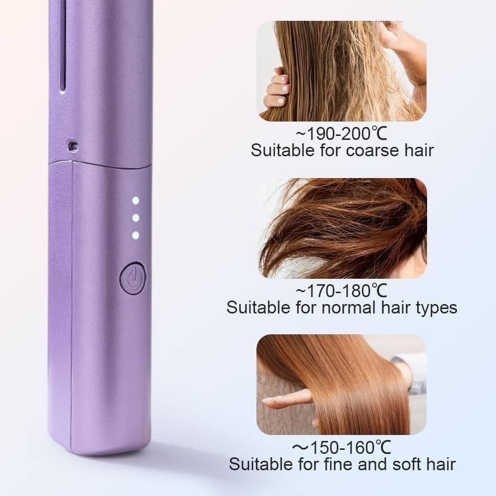 Meneflix Portable Mini Hair Straightener Cordless Rechargeable Mini Adjustable Hair Straightener Hot Comb - urbangeek