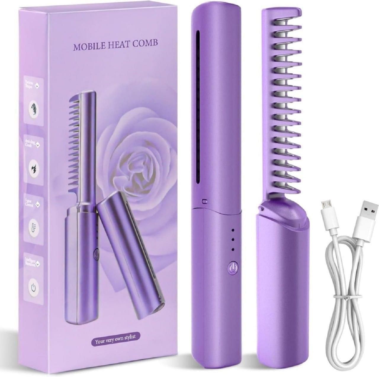 Meneflix Portable Mini Hair Straightener Cordless Rechargeable Mini Adjustable Hair Straightener Hot Comb - urbangeek