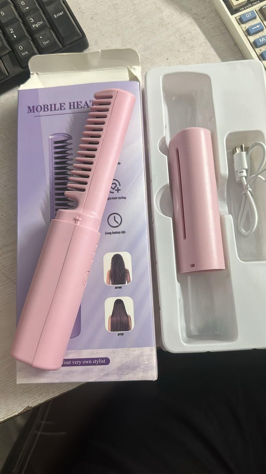 Meneflix Portable Mini Hair Straightener Cordless Rechargeable Mini Adjustable Hair Straightener Hot Comb - urbangeek