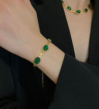 Oval Green Crystal Pendant Necklace Set With Bracelet - SmartStuffs
