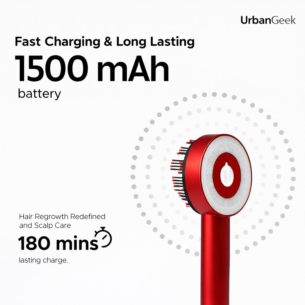 UrbanGeek 3-in-1 Red Light Therapy Scalp Massager Relaxing Scalp Care Device | 6-Month Warranty