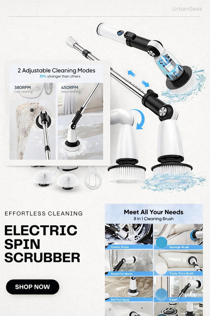 Electric Spin Scrubber – 400RPM Powerful Cleaning Brush For Bathroom, Tiles, Glass & Kitchen