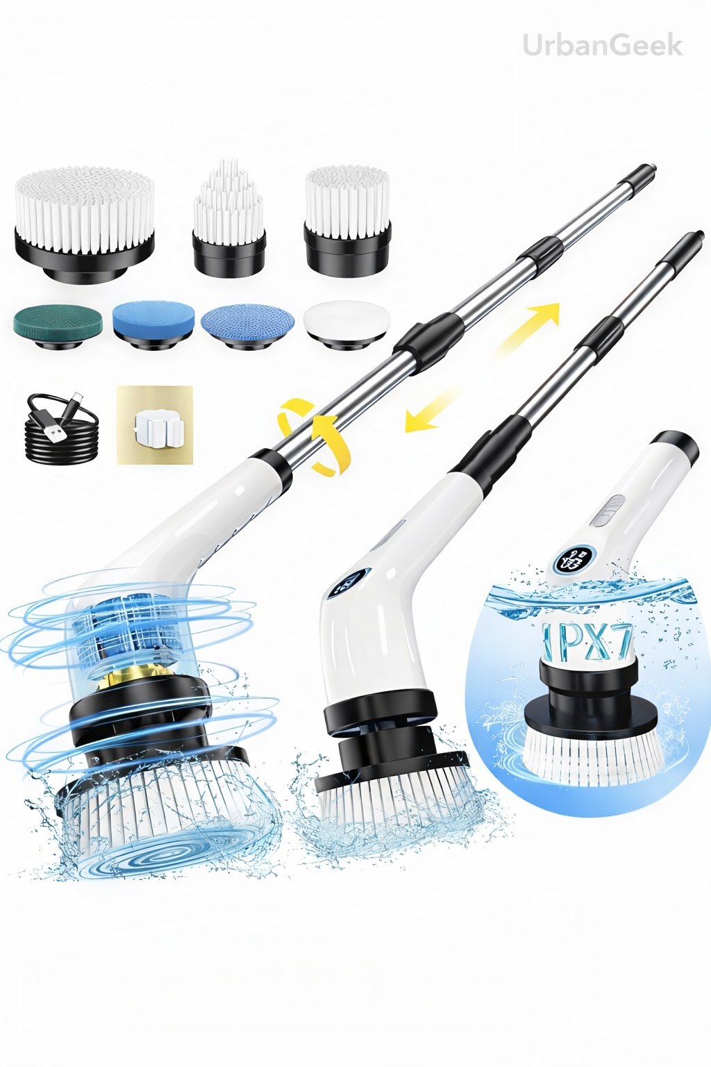 Electric Spin Scrubber – 400RPM Powerful Cleaning Brush For Bathroom, Tiles, Glass & Kitchen