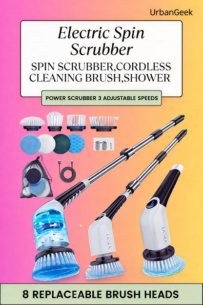 Electric Spin Scrubber – 400RPM Powerful Cleaning Brush For Bathroom, Tiles, Glass & Kitchen