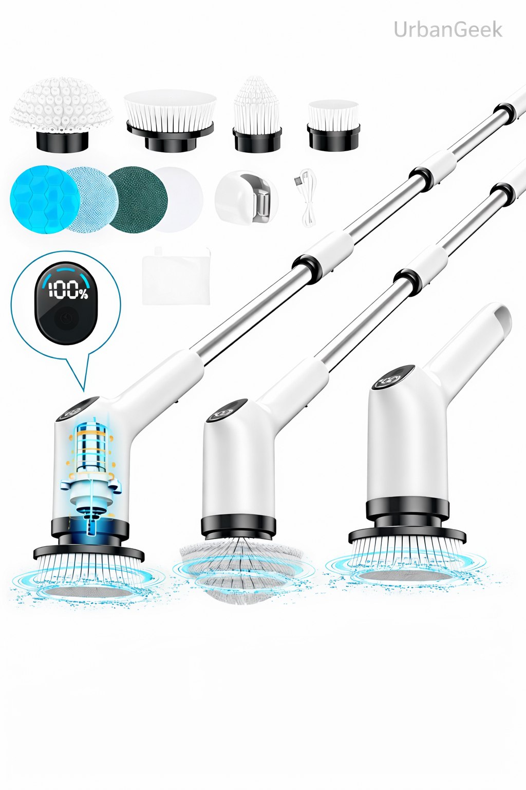 Electric Spin Scrubber – 400RPM Powerful Cleaning Brush For Bathroom, Tiles, Glass & Kitchen