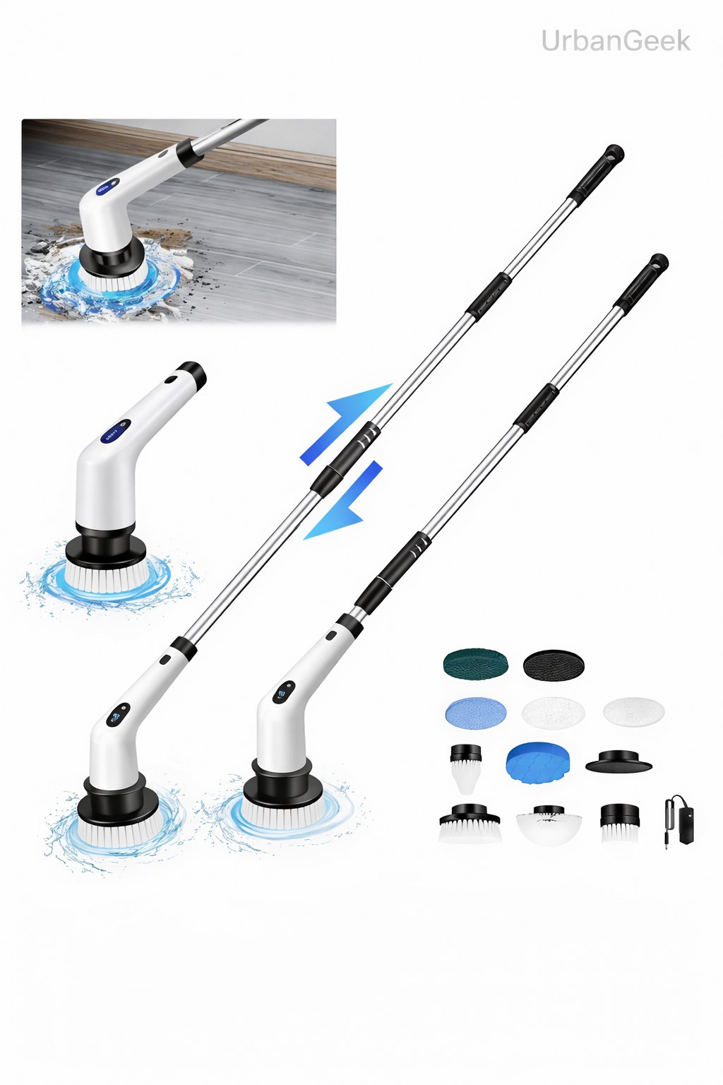 Electric Spin Scrubber – 400RPM Powerful Cleaning Brush For Bathroom, Tiles, Glass & Kitchen